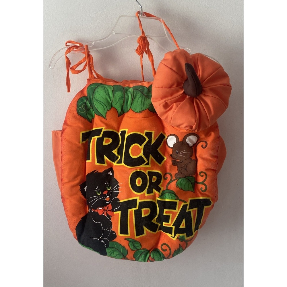 Vtg Halloween Trick Or Treat Pumpkin Costume Black Cat & Mouse  80s 90s Sz 3-4